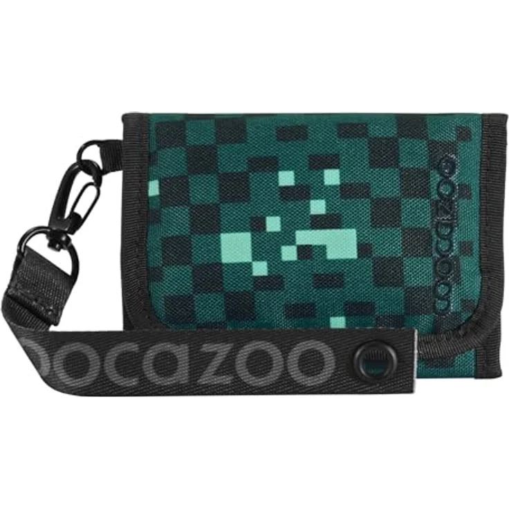 Coocazoo Geldbörse „Pixel Blox”, schwarz-grün, Portemonnaie mit Sichtfenster innen & außen, Münzfach & Kartenfächern, Klettverschluss, ab der 3. Klasse – Bild 1