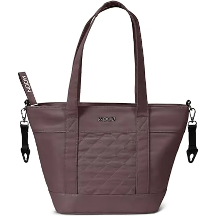 MOON Wickeltasche V-Shape tonka, 15 L Fassungsvermögen, inklusive Wickelunterlage und Flaschentasche, vegan Lederoptik