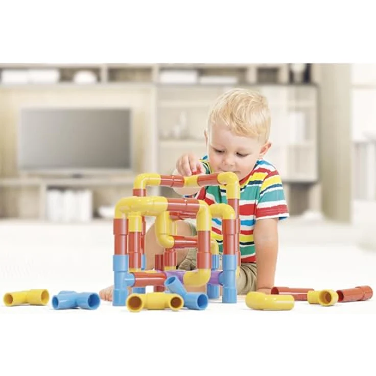 Quercetti Tubation, Bauspiel mit farbigen Schläuchen in 4 Farben, fördert Kreativität und Raumkoordination, 100% Made in Italy – Bild 2