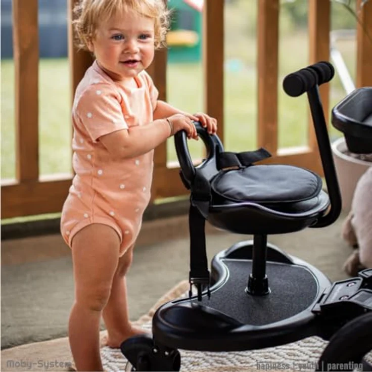 Moby-System, Board mit Sitz für Rollstühle mit Sitz Universelle Plattform für ältere Kinder, Leuchtende LED-Räder mit Stoßdämpfung passend für jeden Kinderwagen - Preisvergleich – Bild 3