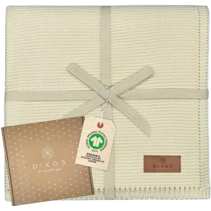 DIKOS® Babydecke Creme aus *100%* GOTS Bio Baumwolle | 4 Jahreszeiten Neugeborenen Baby Decke | weiche Strickdecke Kuscheldecke Baby Mädchen Junge | Erstausstattung Baby Geschenk zur Geburt/Taufe – Bild 1