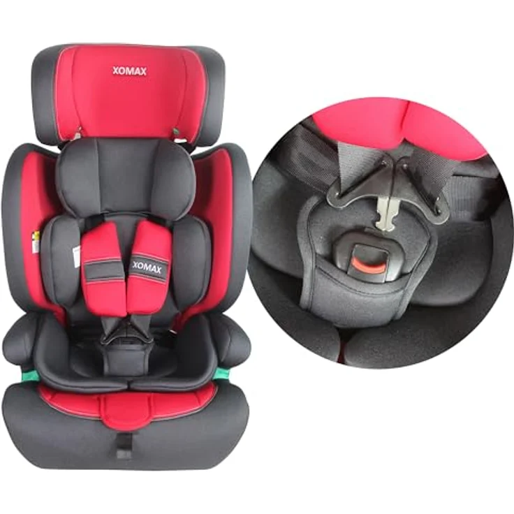 XOMAX LM238 Autokindersitz, ISOFIX, für Kinder 9-36 kg, anthrazit-rot, verstellbar und waschbare Bezüge – Bild 2