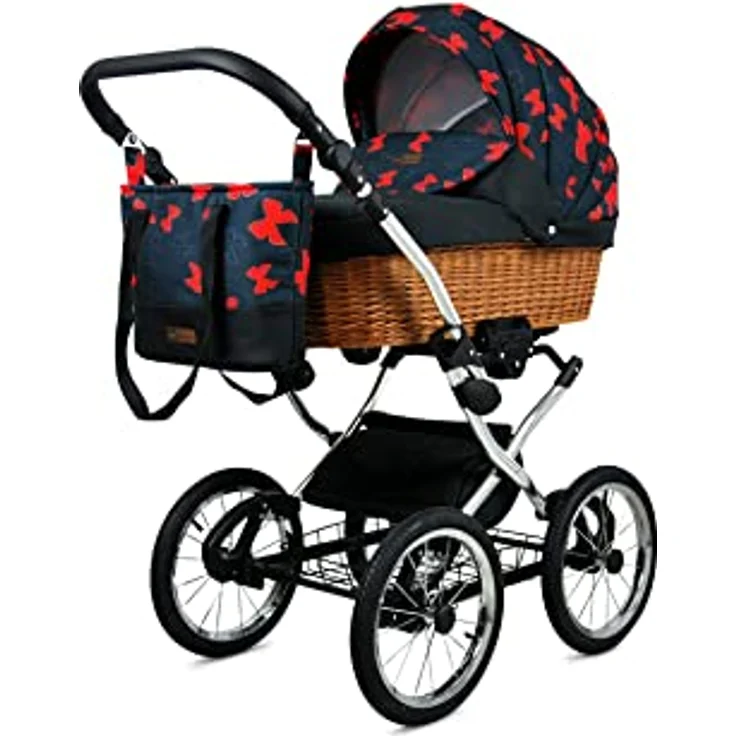 Babylux BabyLux ALU 2in1 Kinderwagen für Kleinkinder – Red Bow Silver Frame, verstellbarer tiefer Kinderwagen und Buggy, EU Norm EN 1888-1:2018+A1:2022, inkl. Zubehör – Bild 2