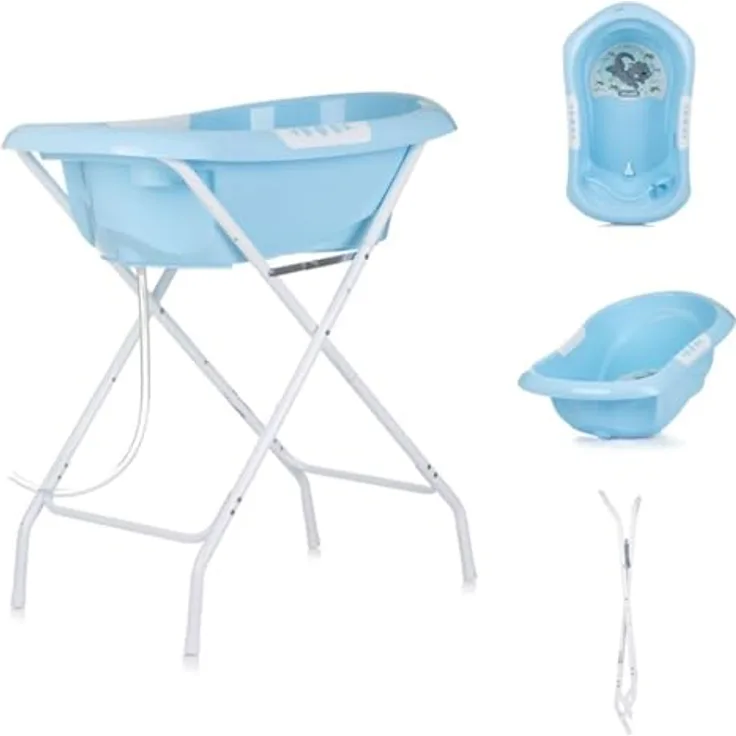 Chipolino Badewannenständer Noemi klappbar Ablauf Ablagefächer blau Babybadewanne ab Geburt