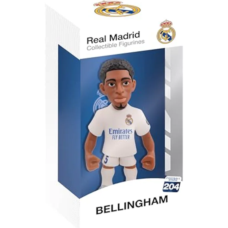 MINIX - Fußball Stars #204 - Real Madrid - Bellingham 5 - Sammelfigur 12 cm, offiziell lizenziert, PVC, 12 cm, Ausstellungsbox