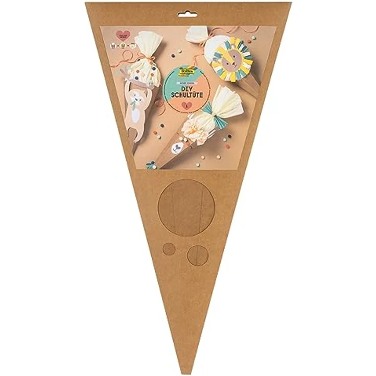 folia 92703 - Schultüte Bastelset SAFARI SCHOOL, Bastelmaterial für eine Zuckertüte, gestaltbar als Lama, Löwe oder Faultier, ca. 68 cm – Bild 1