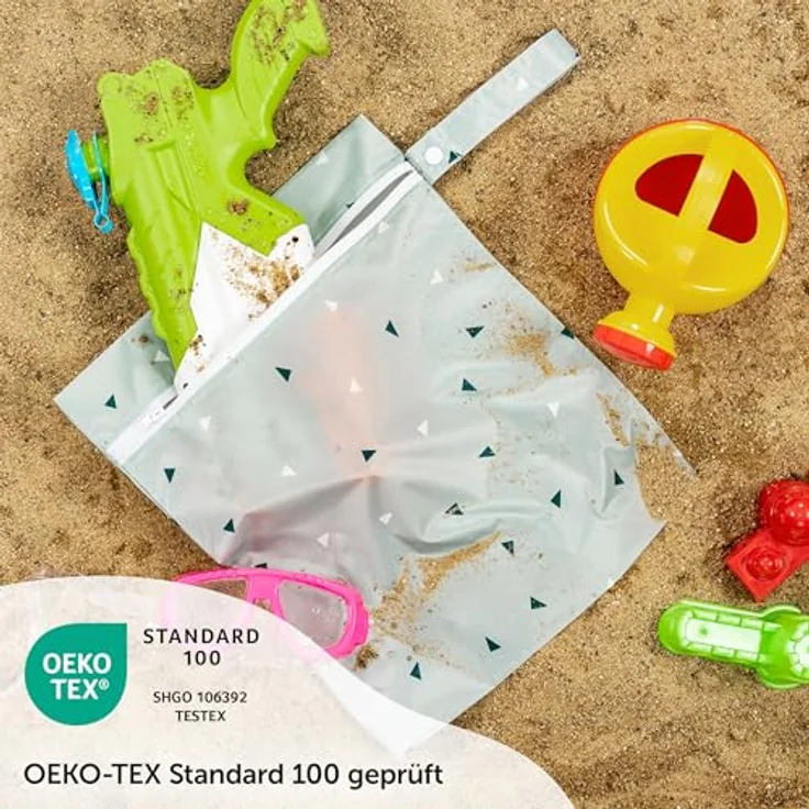 Zamboo Nasstasche/Windeltasche 3er Pack, umweltfreundliche Nassbeutel für Stoffwindeln und Wechselwäsche, Ökotex Standard 100, grün – Bild 5