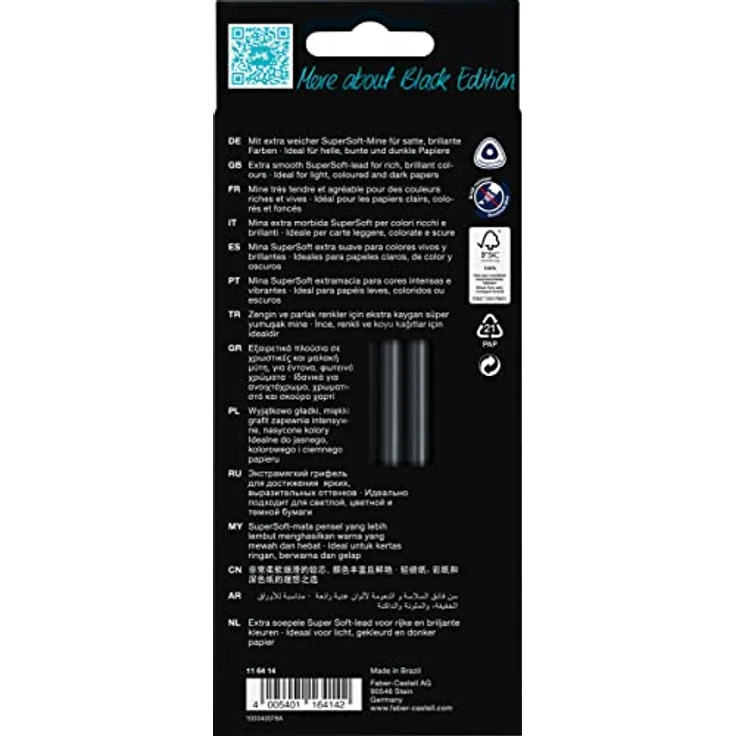Faber-Castell 116414 - Buntstifte hautfarben Black Edition, 12er Kartonetui, bruchsicher, dreikant, Skin Tones – Bild 2