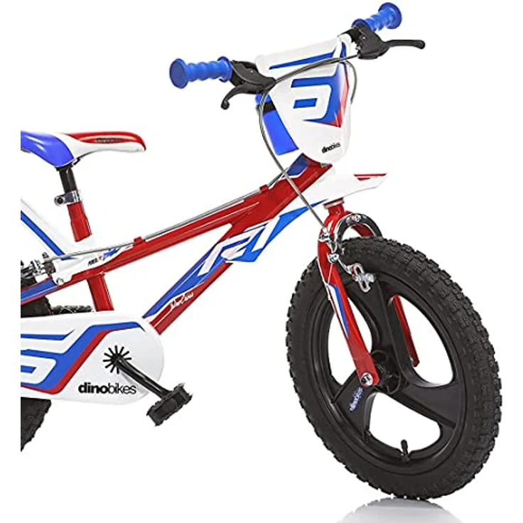Dino Kinderfahrrad Mountainbike mit Stützrädern, Frontschild und coolen Schutzblechen – Bild 2