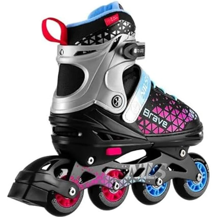 NILS Brave 4-in-1 Inline Skates, Verstellbare Schlittschuhe für Erwachsene und Teenager, Schwarz-Pink-Blau – Bild 4