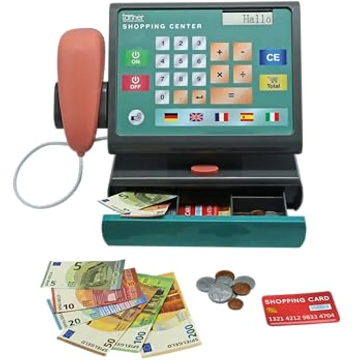 Tanner - Der kleine Kaufmann DEKO – Scannerkasse mit Scan- und Sprachfunktion, interaktiv, inklusive Spielgeld, Kunststoff, 27 x 17 x 22 cm – Bild 1