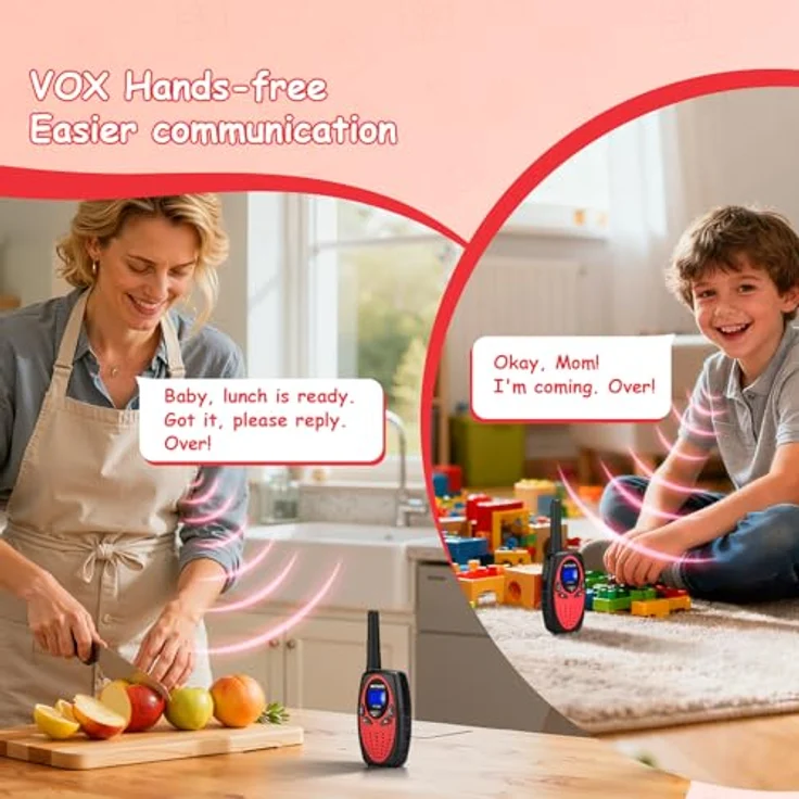 Retevis RT628 Walkie Talkie Kinder, Spielzeug mit Taschenlampe und VOX-Funktion, für Abenteuer und Familienspiele, 1 Paar, Rot – Bild 3