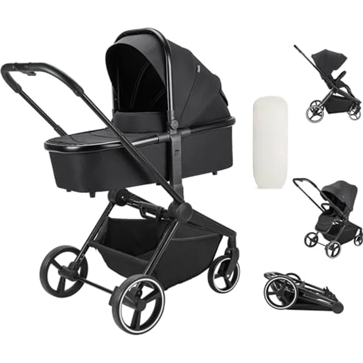 Booboo Jazzi, Kombikinderwagen mit gefederten Rädern, Babywanne und Sportaufsatz, kompaktes Klappmass – Bild 1