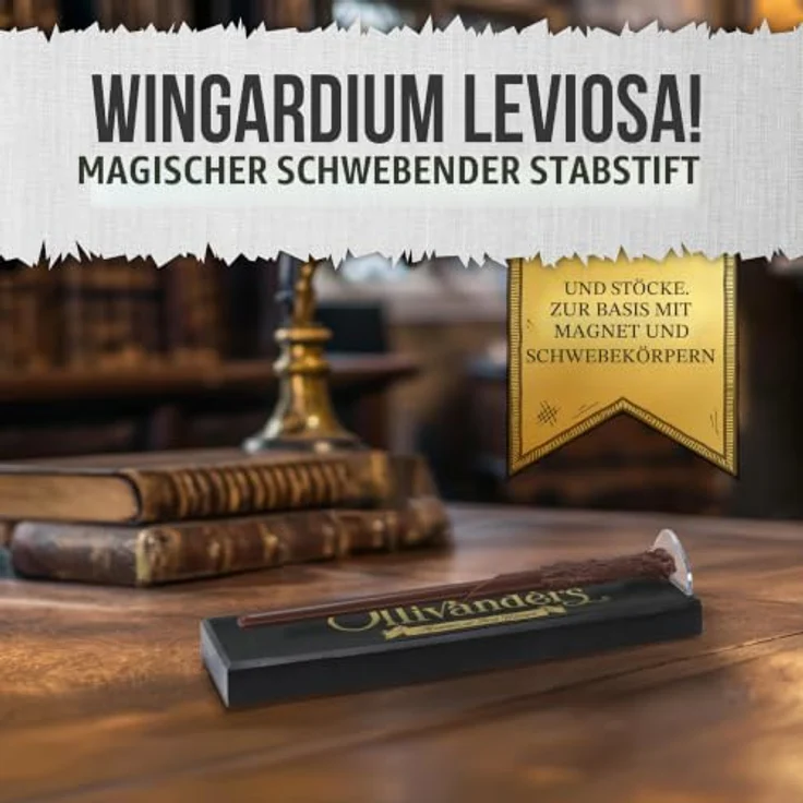 Blue Sky Studios Harry Potter Schwebender Zauberstab-Stifte-Set, Sammlerstück mit hochwertiger schwarzer Tintenroller-Tinte, in ollivanders-inspirierter Sammelbox – Bild 2
