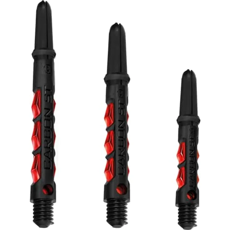 Harrows Carbon ST Dartschäfte mit Pyramidenringen, Medium, rot, Set mit 3 Schäften