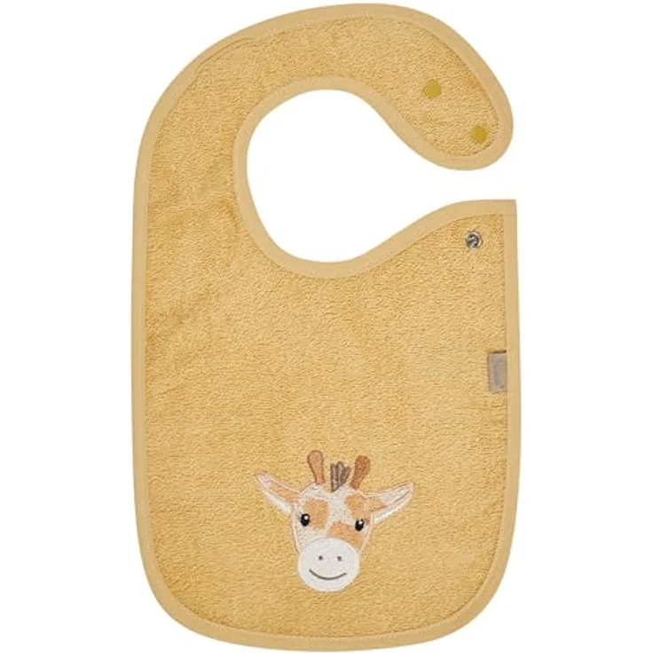 Sterntaler Lätzchen Giraffe Kaya, saugfähige Baumwolle mit Druckknopfverschluss, weich und hautfreundlich für Babys, ocker – Bild 1
