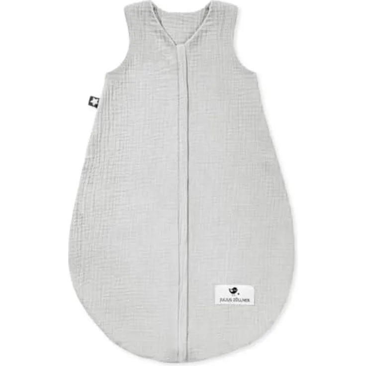Julius Zöllner Musselin Sommerschlafsack grau, Größe 80 | aus weicher Musselin Baumwolle, sicher und schadstoffgepüft, ideal für warme Sommernächte