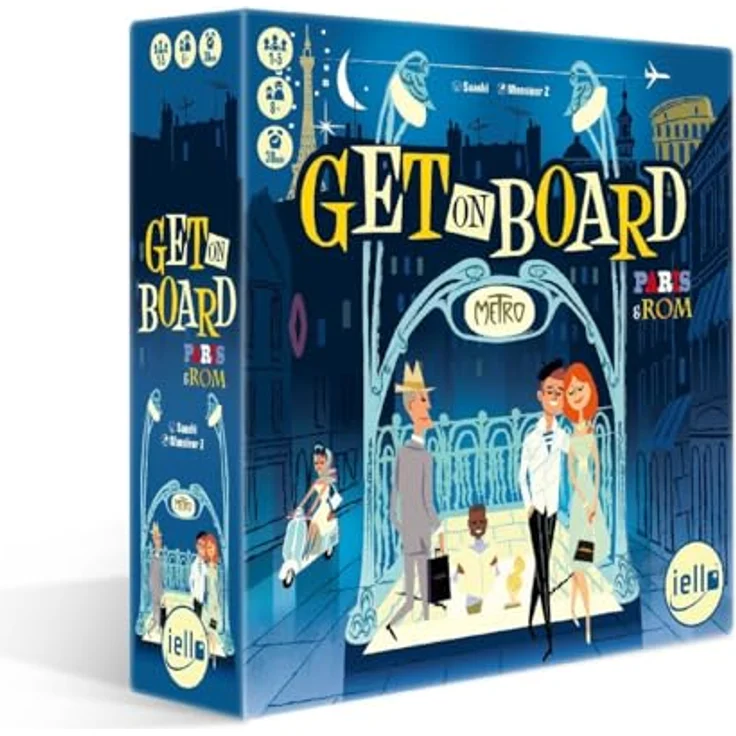 Huch Get on Board: Paris & Rom (d), Brettspiel zur Stadtplanung mit Umsteigemöglichkeiten und Punktesystem – Bild 1