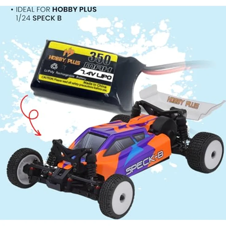 HOBBYPLUS LiPo Akku 7,4 V 350 mAh für Speck B 1/24 RC Buggy, JST-XH Stecker, kompakte Größe 35mm × 19mm × 13mm – Bild 4