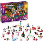 LEGO Friends 42668 Adventskalender 2025, Mehrfarbig mit 24 Überraschungen, 5 Figuren und Zubehör für kreative Pyjamaparty-Spiele