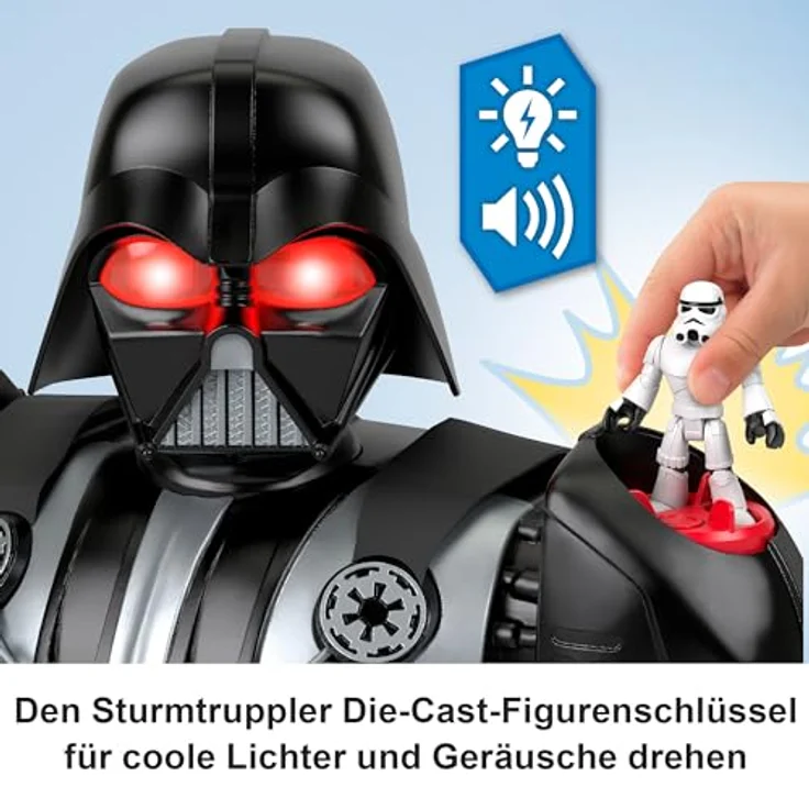 Fisher-Price Imaginext STAR WARS Darth Vader-Bot, 60 cm Spielzeug mit Lichtern, Geräuschen und Sturmtruppler Die-Cast Figurenschlüssel, für Kinder ab 3 Jahren, HXG51 – Bild 3