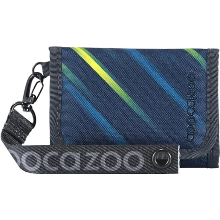 Coocazoo Geldbörse „Fast Lime”, schwarz-blau, Portemonnaie mit 2 Sichtfenstern, Münzfach, Kartenfächern und Klettverschluss, ab der 3. Klasse – Bild 1