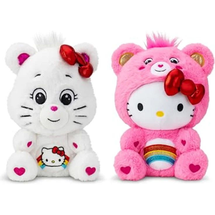 Hello Kitty Care Bears, 25 cm Plüsch-Teddybären 2er Set mit detailliertem Belly Badge-Design – Bild 2