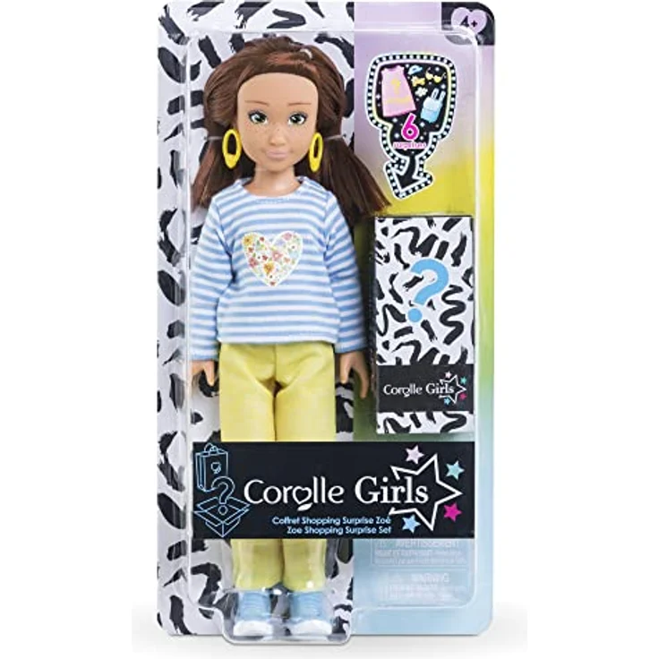 Corolle 9000600100 Girls Zoe Shopping Surprise, Ankleidepuppe mit Ohrringen und 6 Überraschungen, Vanilleduft, 28cm, ab 4 Jahre, Mehrfarbig – Bild 1