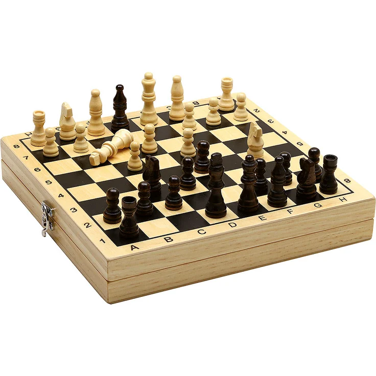 Jeujura 66440, Klassisches Schach- und Dame-Spiel aus Holz, Mehrfarbig, 30 x 30 cm, empfohlen ab 5 Jahren