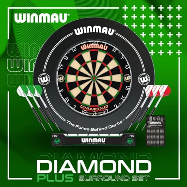 Winmau Dartboard Surround Set "Diamond Plus 5315", Komplettset mit 2 Sätzen Darts, PDC Surround und Check-out Table Card – Bild 7