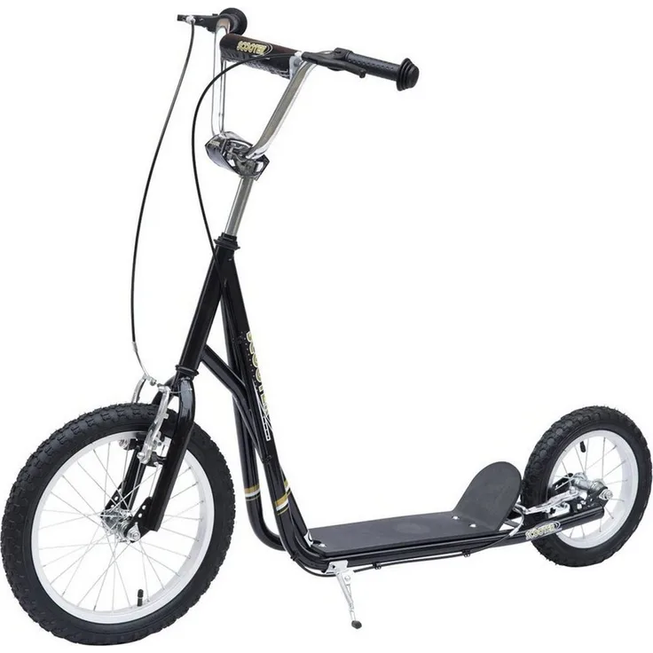 HOMCOM Scooter Kinderroller Tretroller mit Bremsen, Schwarz, für Kinder ab 5 Jahren, verstellbare Lenkerhöhe 92-100 cm, maximale Tragfähigkeit 100 kg