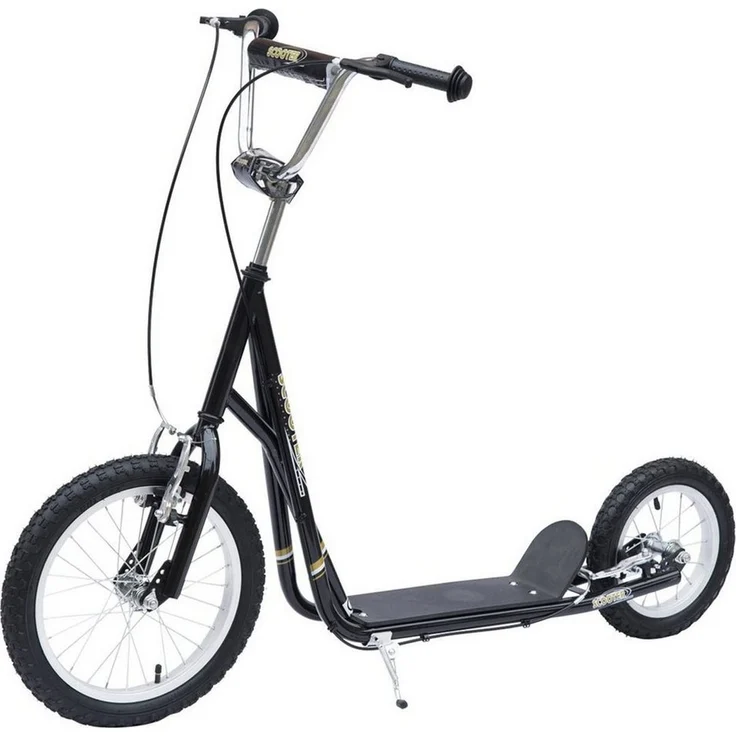 HOMCOM Scooter Kinderroller Tretroller mit Bremsen, Schwarz, für Kinder ab 5 Jahren, verstellbare Lenkerhöhe 92-100 cm, maximale Tragfähigkeit 100 kg