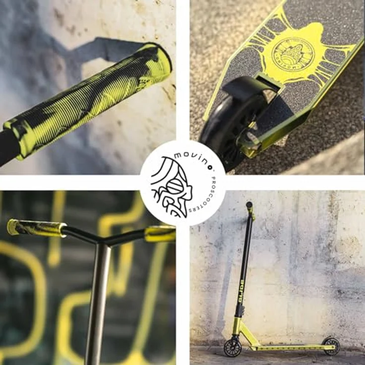 Movino Glide Stunt-Scooter (ZITRONE), leichter Aluminium-Scooter mit Stahl-Lenker und ABEC-9 Kugellagern für sichere Tricks und Stunts – Bild 2