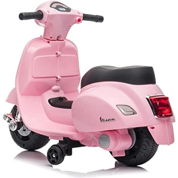 Sun Baby Vespa Elektroroller Elektrofahrzeug Kinderfahrzeug Scooter (Rosa) mit Front- und Heckleuchten, Hupe und langlebigen Plastikrädern – Bild 4