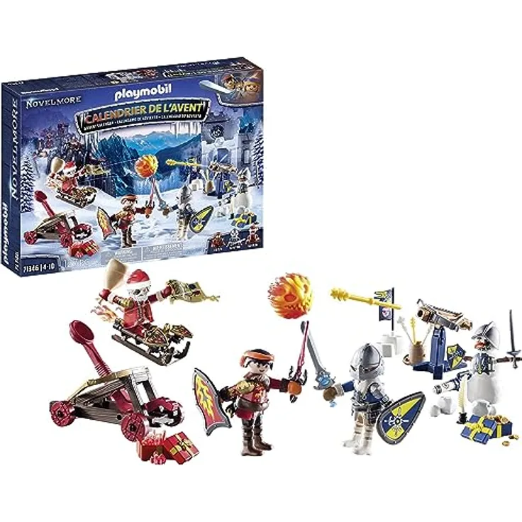 PLAYMOBIL Adventskalender Novelmore 71346 Kampf im Schnee, Adventskalender für Ritterfans mit Novelmore Figuren, Adventszeit voller Überraschungen, Spielzeug für Kinder ab 4 Jahren