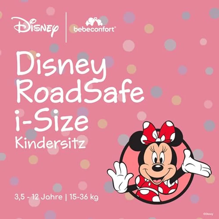 bebeconfort Road Safe i-Size, Kindersitz für 3,5–12 Jahre (100–150 cm), leichgewichtige Fahrzeuggurtbefestigung, Disney - Authentic Minnie – Bild 2