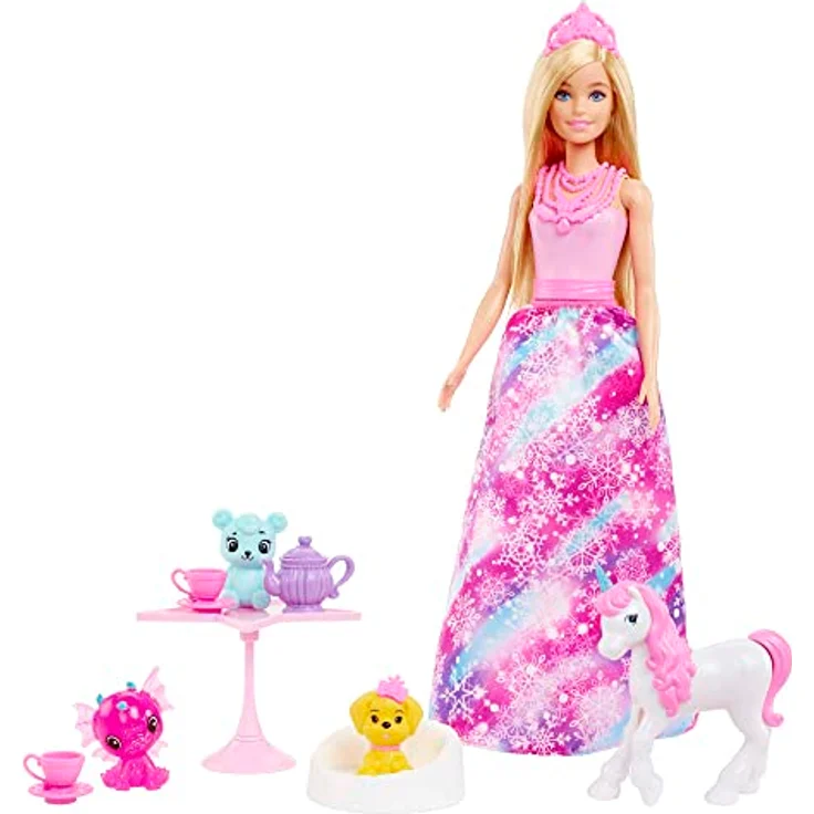 Barbie Dreamtopia Märchen-Adventskalender mit Puppe und 24 Überraschungen wie Haustieren, Moden und Accessoires, HVK26 – Bild 3