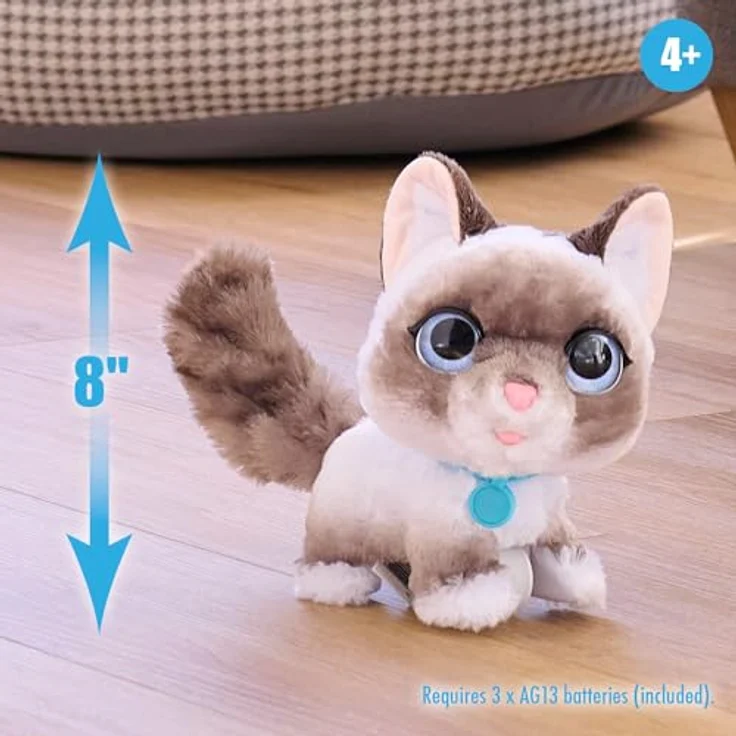Hasbro Furreal Friends Wag-a-Lots Kitty, Interaktiver Roboter-Kater mit Leine, rosa, 20 cm, für Kinder ab 4 Jahren – Bild 3
