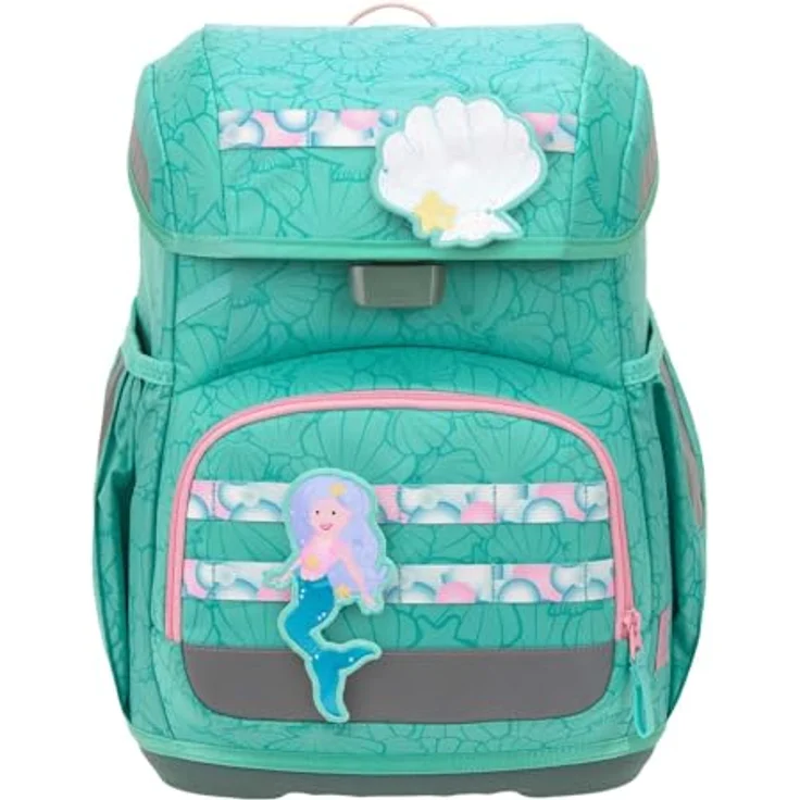 LÄSSIG Schulranzen Set Light Unique, 7-teilig, mit Regenhülle, großem Hauptfach, türkis Seashell – Bild 2