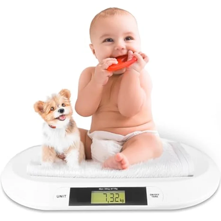 Silvergear® Babywaage, Digitale Kinderwaage bis 20 kg mit LED Anzeige, 54,5 x 31,5 x 3,5 cm, weiß – Bild 1