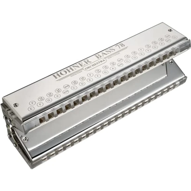 Hohner Mundharmonika Orchester Bass 78 E - c2, 78 Stimmzungen, Messing-Stimmplatten, agryl-transparent, handmade in Germany – Bild 1