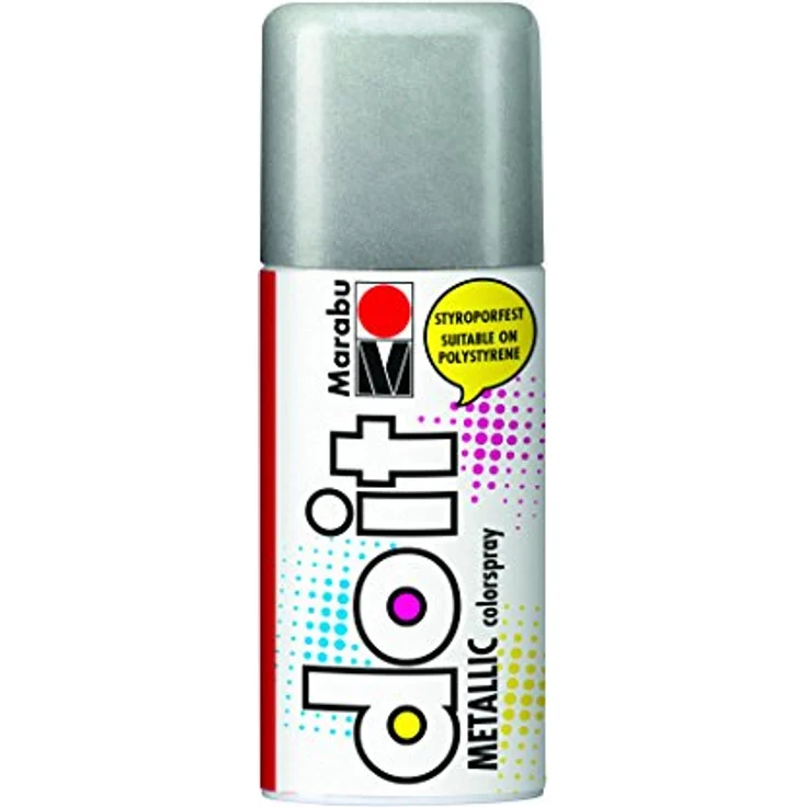 Marabu Do it Metallic silber, Colorspray auf Acrylbasis mit edlen Metalleffekten, styroporfest, wetterfest, 150 ml Sprühdose – Bild 1