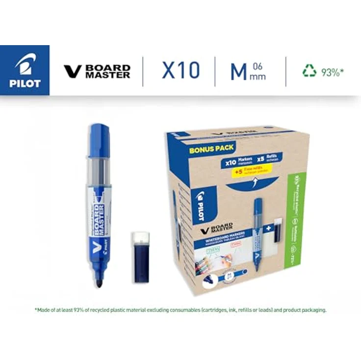 Pilot Greenpack V-Board Master, blau, 10 Marker und 10 Ersatzminen – Bild 3
