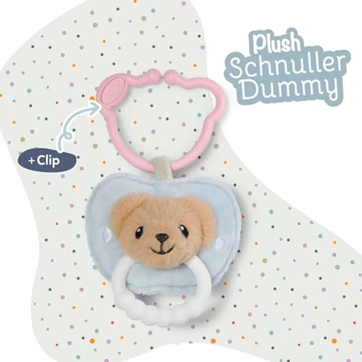 BABY Born Plüsch Schnuller mit Bärchengesicht, Beißring mit Clip, 18 cm groß, quietscht, waschbar – Bild 2