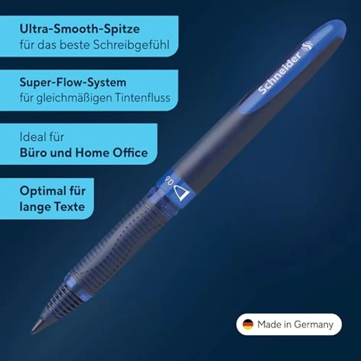 Schneider Tintenroller One Business, 10 Stück, dokumentenecht, 0,6 mm Strichstärke, Blau – Bild 2