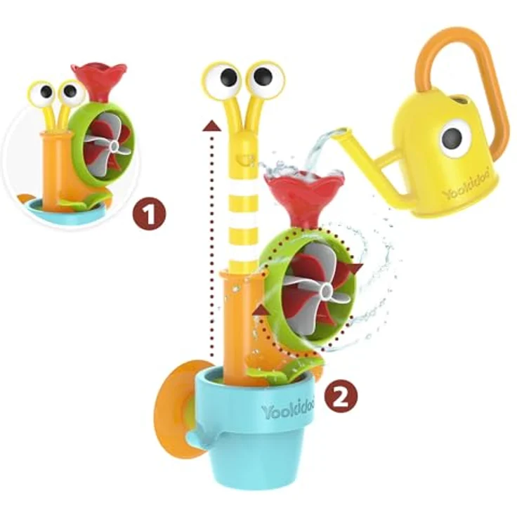 Yookidoo Pour ’N Grow Pop-Up Garden, Baby-Badespielzeug für Kleinkinder 1–3 Jahre, Gartenabenteuer-Set mit formfreier Gießkanne, schnecken- und blumenförmig, für Badewanne und Dusche – Bild 4