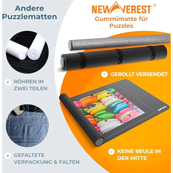 Newverest Puzzlematte zum Aufrollen 117 x 66 cm, für bis zu 1500 Teile, rutschfeste Unterseite, glatte Oberfläche, 3 Sortierschalen und Tragetasche für Reisen – Bild 5