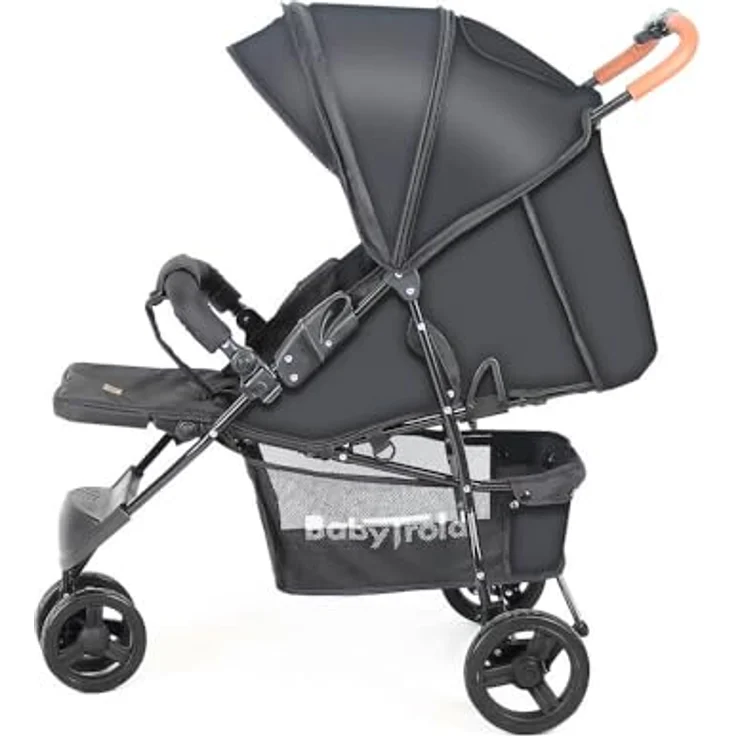 Babytrold Easy Go Buggy, verstellbar, bis 22 kg, Schwarz, mit Netz & Korb, verstellbarer Fußstütze, leicht und kompakt faltbar – Bild 11