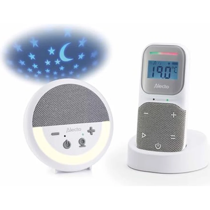 Alecto DBX150 - DECT Audio Babyphone mit Projektor, Nachtlicht, Schlafliedern und Temperaturanzeige - Weiß/Grau – Bild 6