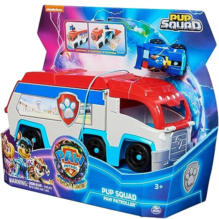 Spin Master Paw Patrol The Movie Pup Squad Paw Patroller, Fahrzeug-Spielset mit umwandelbarem Hauptquartier und Chase Pup Squad Racer, 25 cm lång, geeignet für Kinder ab 3 Jahren – Bild 10